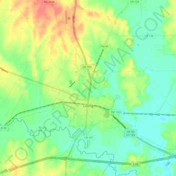 Luling topographic map, elevation, terrain