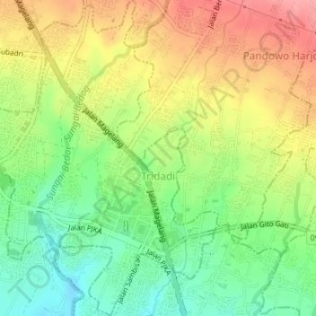 Tridadi topographic map, elevation, terrain