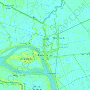 Hồng Ngự topographic map, elevation, terrain