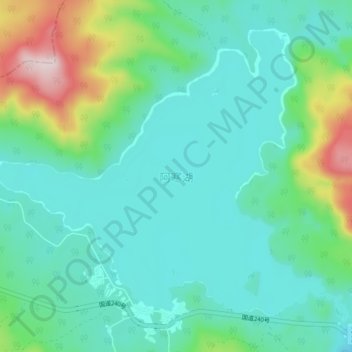 Lake Akan topographic map, elevation, terrain