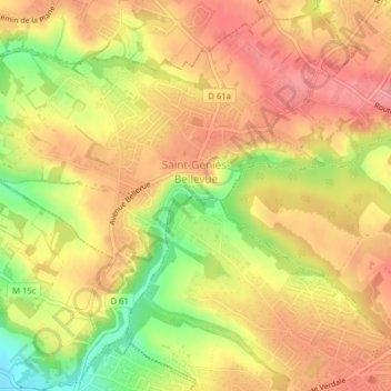 Saint-Geniès-Bellevue topographic map, elevation, terrain
