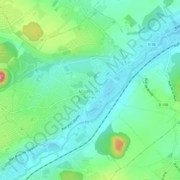 Marles-les-Mines topographic map, elevation, terrain