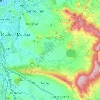 Aranguren topographic map, elevation, terrain