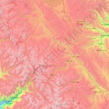 Yauli topographic map, elevation, terrain