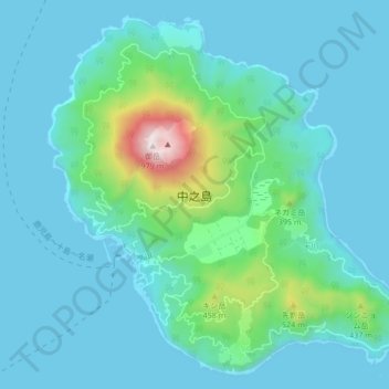 Nakanoshima Island topographic map, elevation, terrain