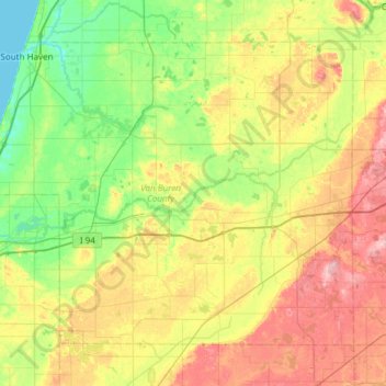 Van Buren County topographic map, elevation, terrain