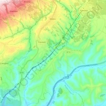Mileto topographic map, elevation, terrain