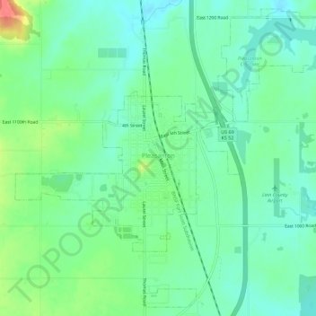 Pleasanton topographic map, elevation, terrain