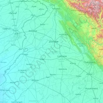 Punjab topographic map, elevation, terrain
