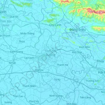 Hải Dương Province topographic map, elevation, terrain