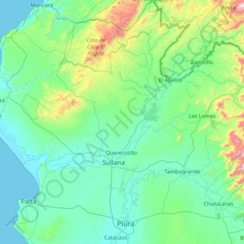 Province of Sullana topographic map, elevation, terrain