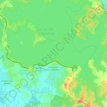 Giffaumont-Champaubert topographic map, elevation, terrain