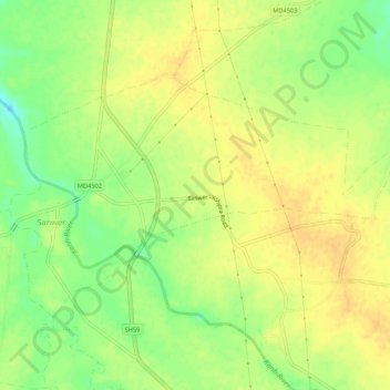 Sanwer topographic map, elevation, terrain