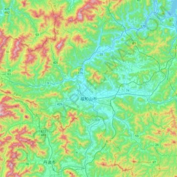 福知山市 topographic map, elevation, terrain