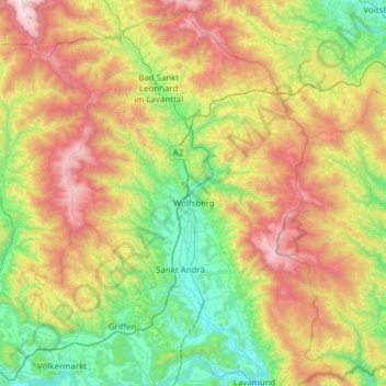 Lavant topographic map, elevation, terrain