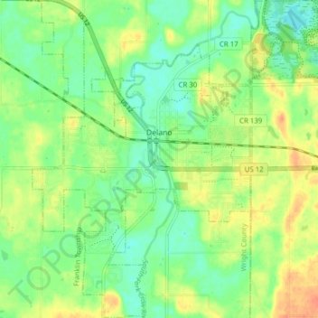 Delano topographic map, elevation, terrain