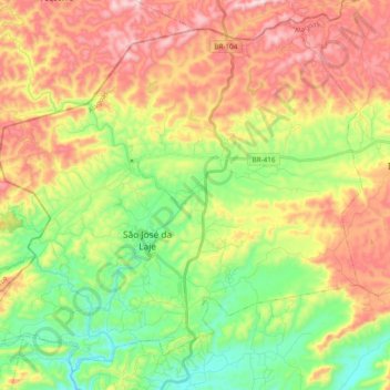 São José da Laje topographic map, elevation, terrain