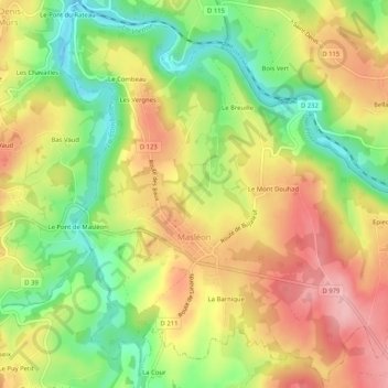Masléon topographic map, elevation, terrain