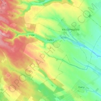 Valkó topographic map, elevation, terrain