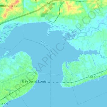 Bay of Saint Louis topographic map, elevation, terrain