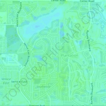 Plantation topographic map, elevation, terrain