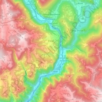Enego topographic map, elevation, terrain