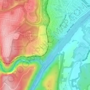 Lapstone topographic map, elevation, terrain