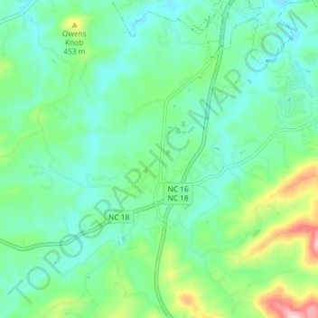 Moravian Falls topographic map, elevation, terrain