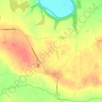 Great Smeaton topographic map, elevation, terrain