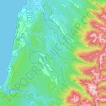 Waitakere or Nile River topographic map, elevation, terrain