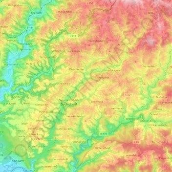 Wahnbach topographic map, elevation, terrain