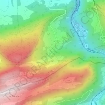 Vellerat topographic map, elevation, terrain