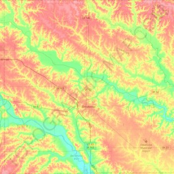 Mahaska County topographic map, elevation, terrain