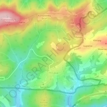 Hrčava topographic map, elevation, terrain