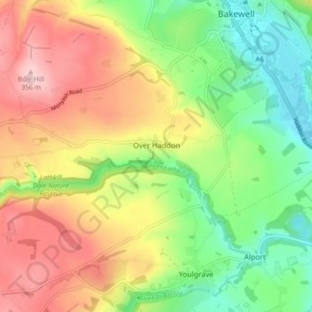Over Haddon CP topographic map, elevation, terrain