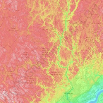 Mékinac topographic map, elevation, terrain