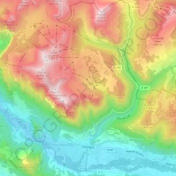 Taninges topographic map, elevation, terrain