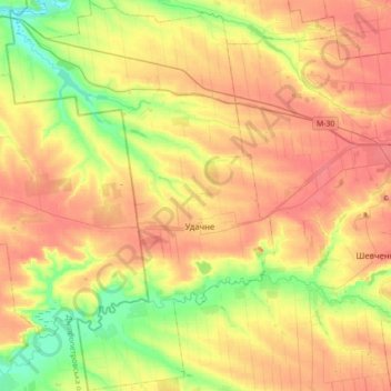 Udachne settlement hromada topographic map, elevation, terrain
