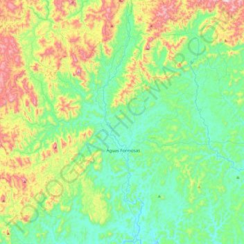 Águas Formosas topographic map, elevation, terrain