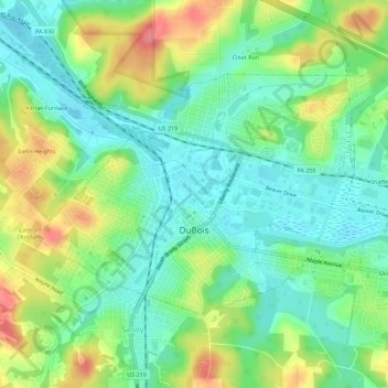 DuBois topographic map, elevation, terrain