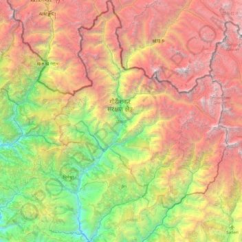 Dolakha topographic map, elevation, terrain