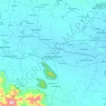 Cheranmahadevi topographic map, elevation, terrain