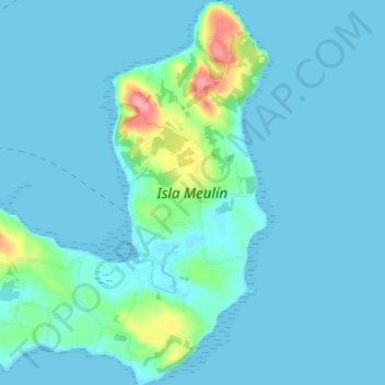 Isla Meulín topographic map, elevation, terrain
