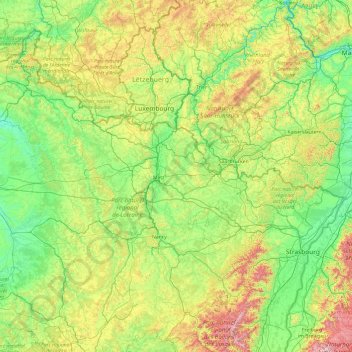 Moselle topographic map, elevation, terrain
