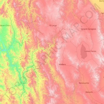 Madera topographic map, elevation, terrain