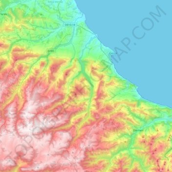 Gerze topographic map, elevation, terrain