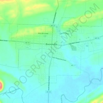 Booneville topographic map, elevation, terrain