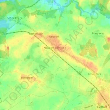 Neudorf-Bornstein topographic map, elevation, terrain