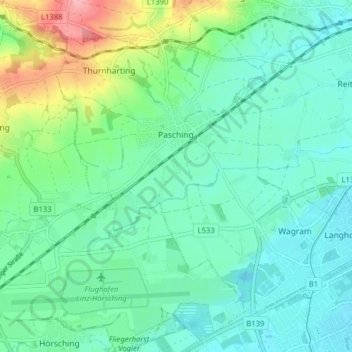 Pasching topographic map, elevation, terrain