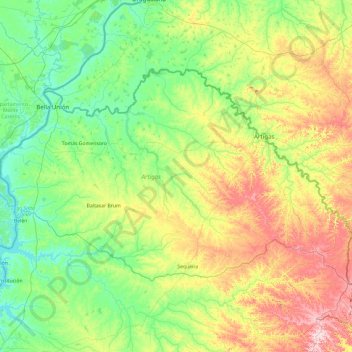 Artigas topographic map, elevation, terrain